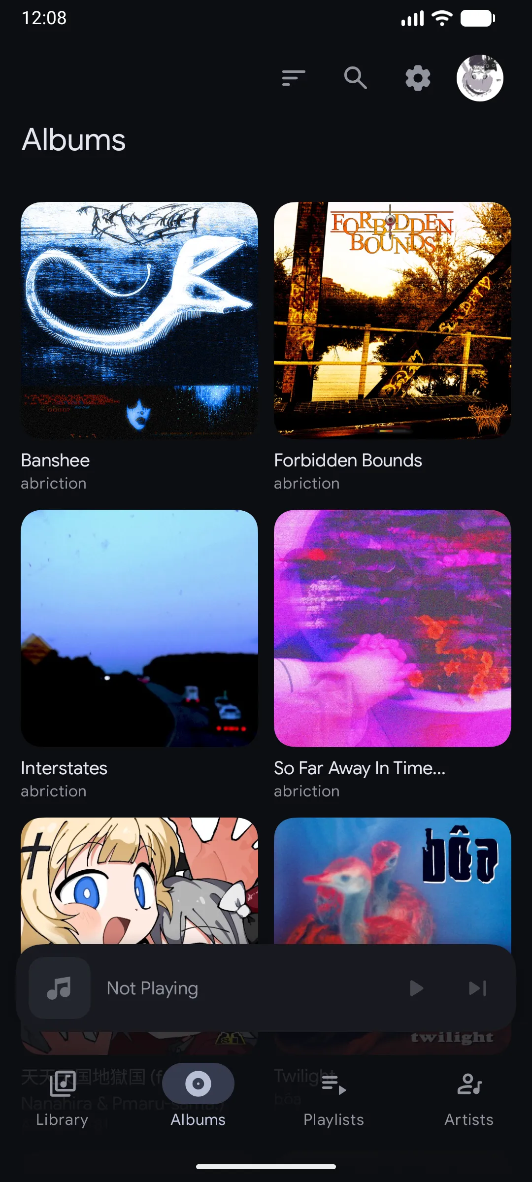 A screenshot of Navic's albums tab