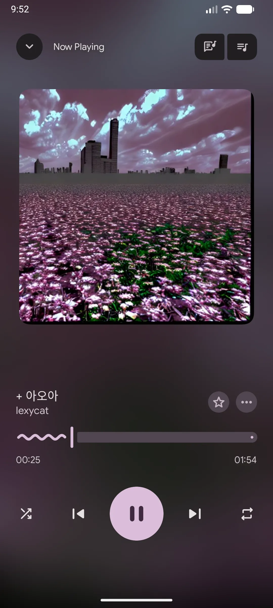A screenshot of Navic's now playing screen
