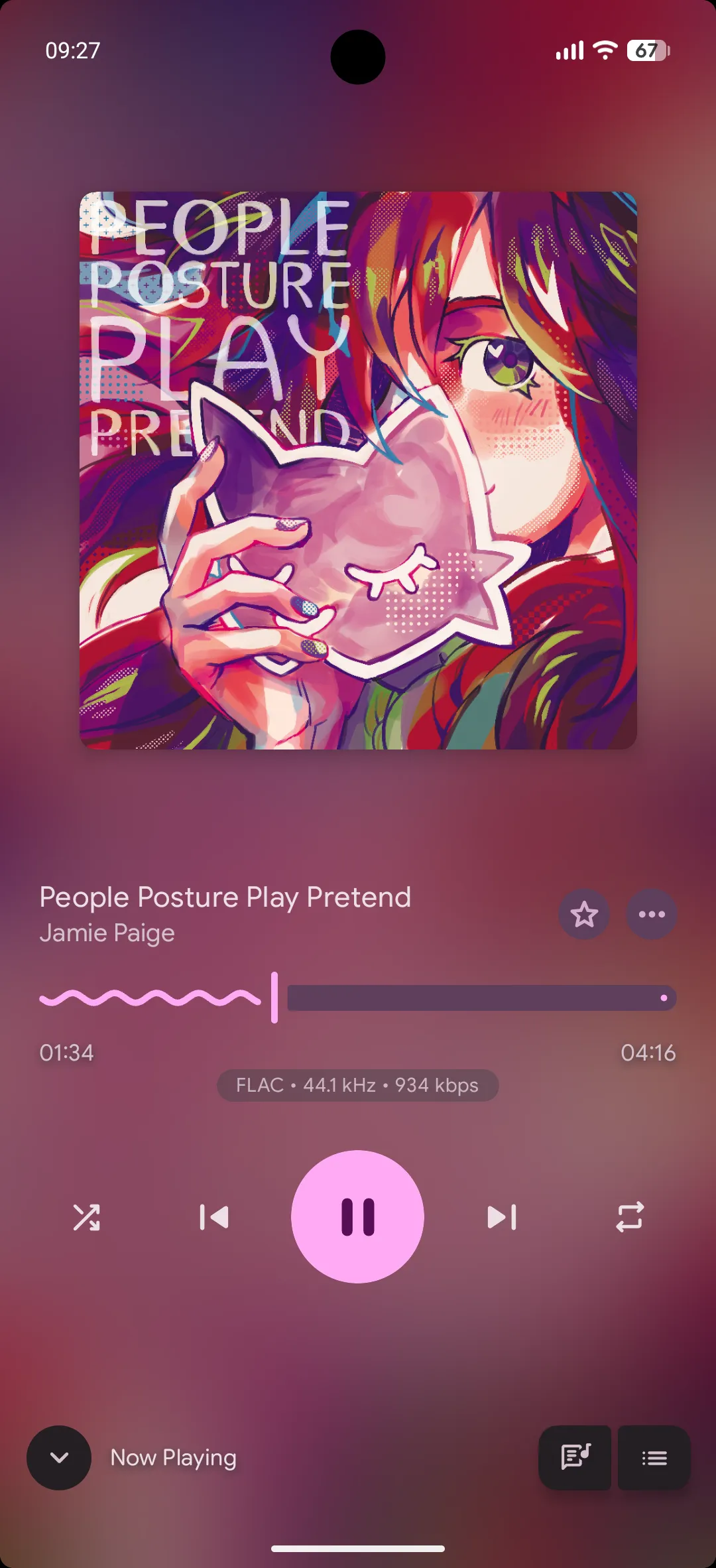 A screenshot of Navic's now playing screen